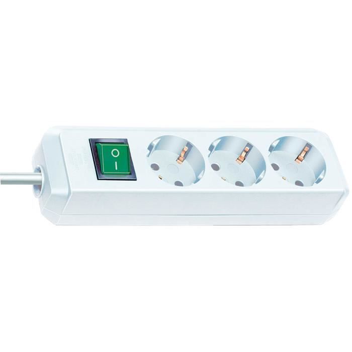 Barre multiprise - BRENNENSTUHL - ECO LINE - 3 prises - 3,0 m - Couleur blanche