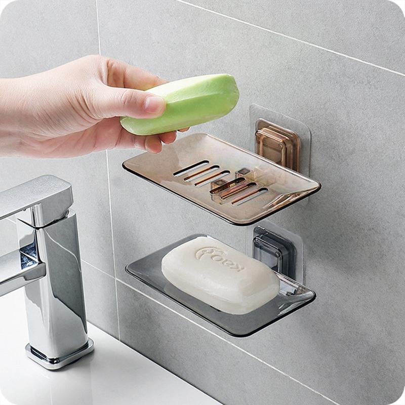 Soap Dish Shelves For Bathroom Rack Toilets Holder Wall Organizer Suction Cup Shower Storage And Organization Accessories KTY