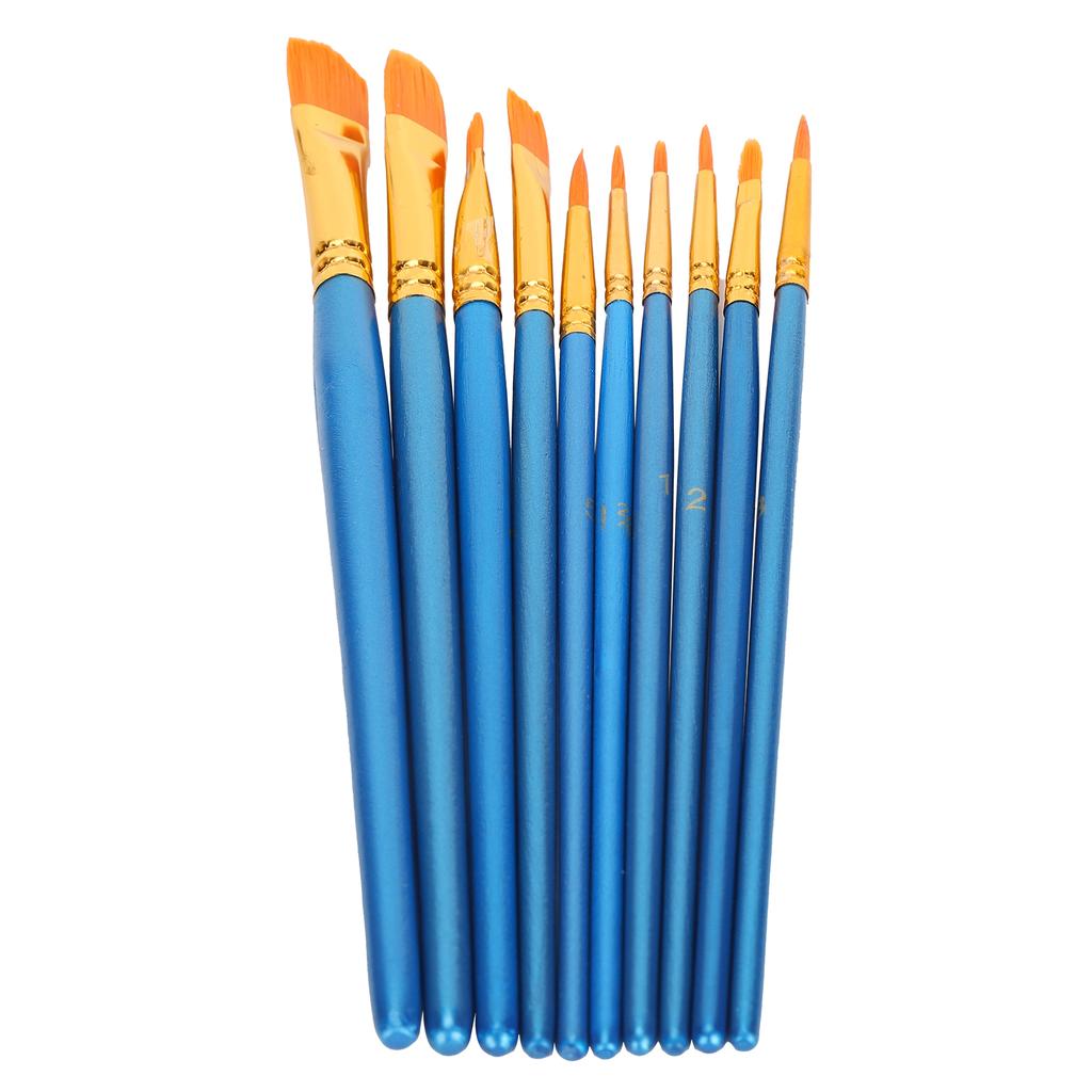 Nylon Hair Paint Brushes Set Portable Watercolor Acrylic Painting Brush with Blue Handle