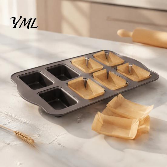 Easy Release Mini Meatloaf Baking Pan 8-Cavity Loaf Set with 200Pcs Parchment Liners, Heat Resistant Paper for Nonstick Bakeware Rectangle Bread Pan,