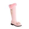 FOREADA Женские ботфорты до колена, с круглым носком, на плоской подошве, с заклепками, на молнии, с бантом, с металлической отделкой, длинные сапоги, женская модная обувь, зимние, розовые, 43