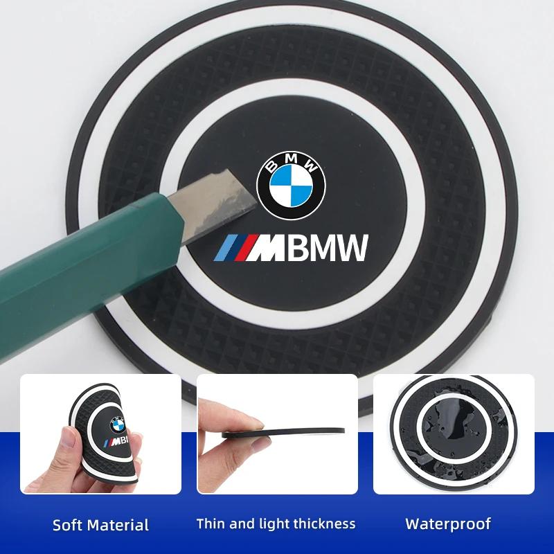 Car Sticker 2025 Hot PVC Car Coaster Water Cup Anti-Slip Silicone Pads Interior Accessories For BMW Motorsport X1 X3 X5 E39 E46