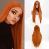 Middle Part Ombre Orange Long Straight Synthetic Wig Black Blonde Pink 30 Inch Heat-resistant Natural Cosplay Wig