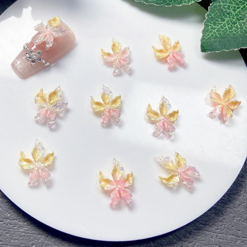 20 шт. Смешанные смоляные charms для нейл-арта, маленькие разноцветные цветочные дизайны, светящиеся charms, стразы, DIY поделки для ногтей, 3D-декор