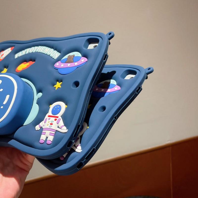 Silicone IPad 10 Case With Adjustable Stand Kids Space Enthusiasts Shockproof Full-Body Cover Cartoon Astronaut Design