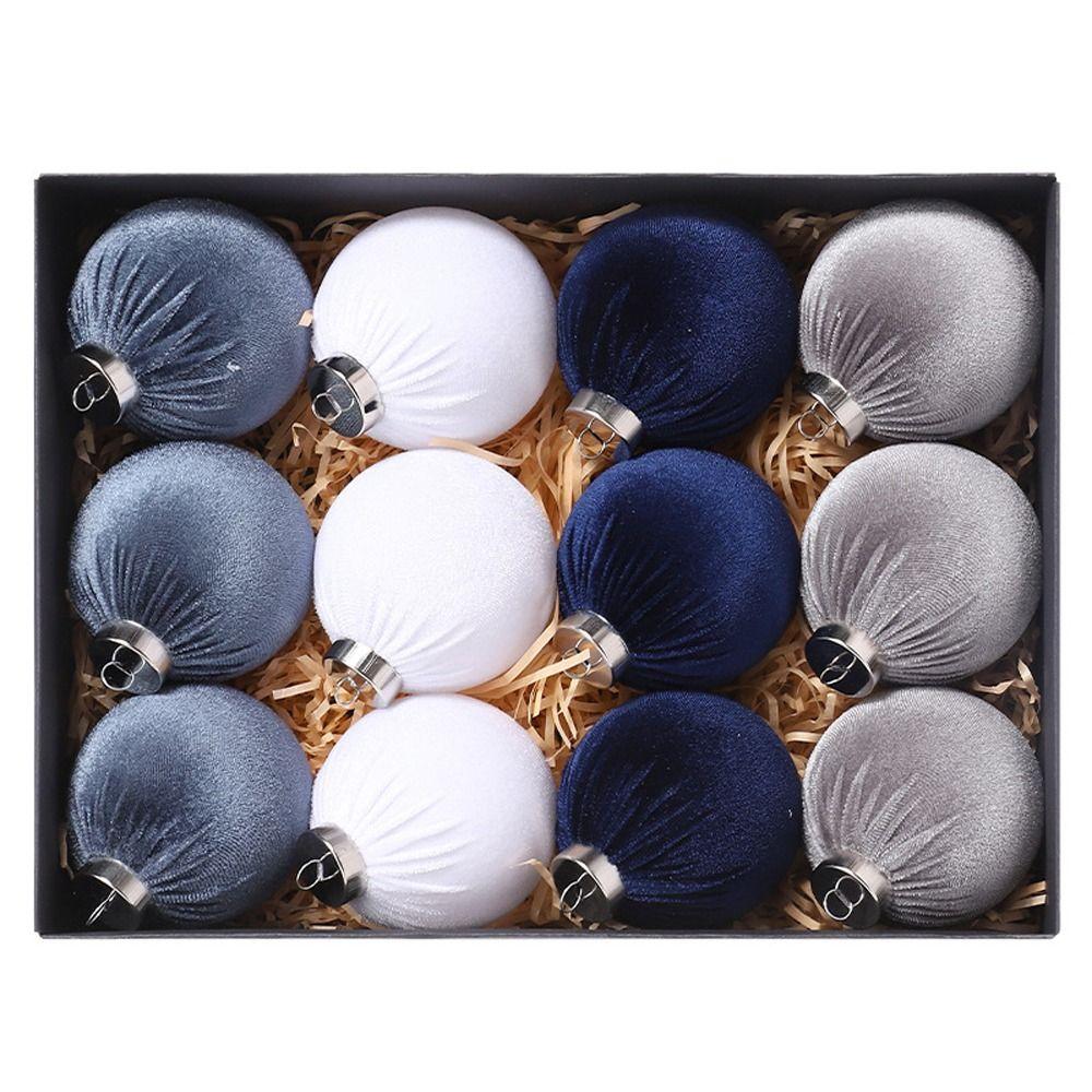 12pcs Plastic Christmas Flocking Balls Pendant Festival Christmas Tree Ornaments  Children Gifts