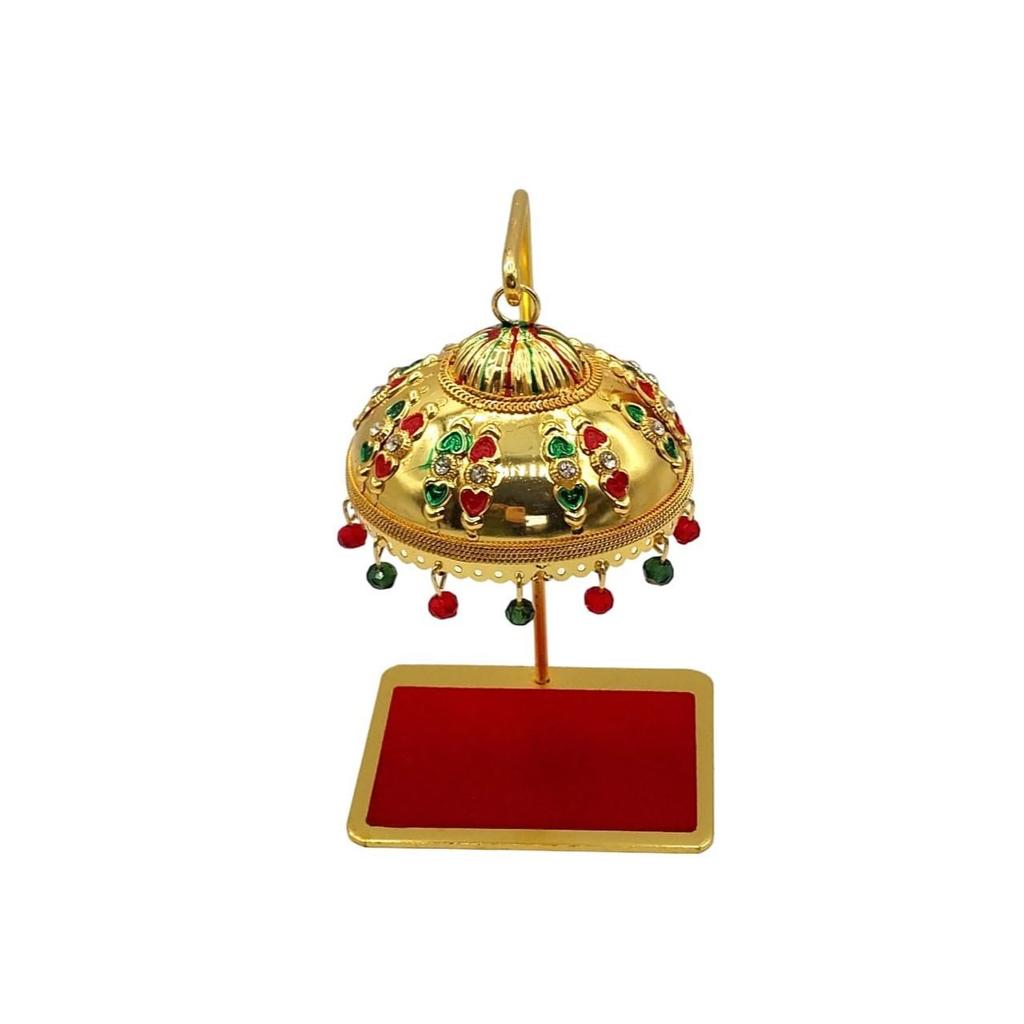 Metal Umbrella Chhatra for God Idol, Car Dashboard/Office Desk/Table/Home Decor Showpiece, Chatri Aasan for God