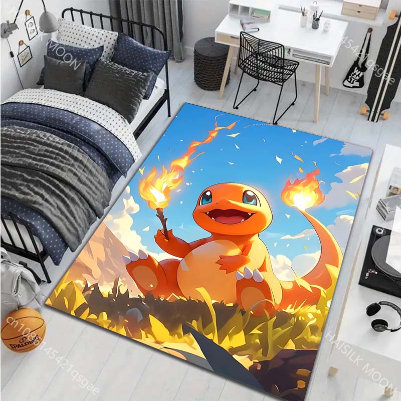 1PC Classic Japanese Charizard Pattern Cartoon Carpets Living Room Bedroom Bedside Floor Mat Area Rug Home Decor Gifts Potdemiel