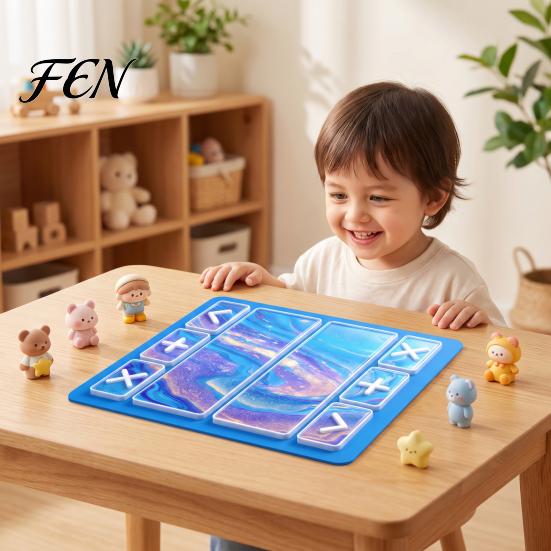 Game Night Essentials Fidget Trading Board Mat, Non-Slip Rubber 18" x 16" Portable Toy Organizer with Accept Add Reject Markers for Toys Non Slip