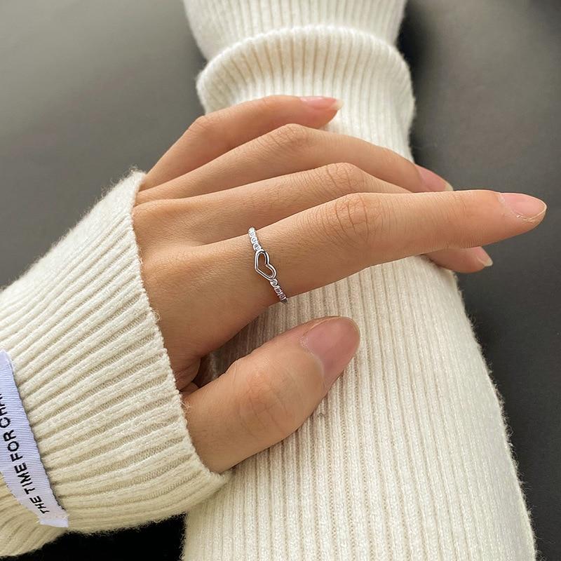 Модное круглое кольцо для пары в форме сердца для женщин, обручальное свадебное кольцо из стерлингового серебра, ювелирные изделия для вечеринки, кольца из стерлингового серебра 925 пробы для женщин