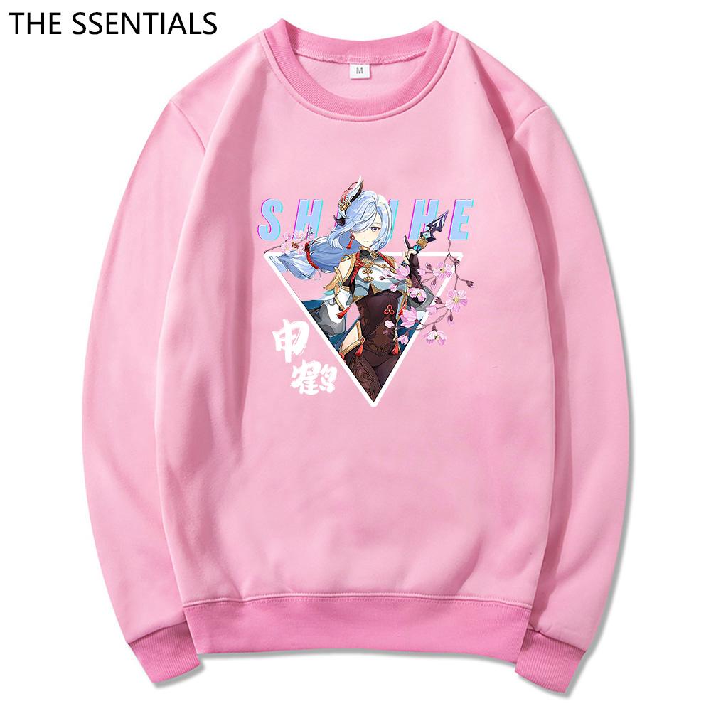Shenhe Толстовка унисекс Harajuku Графический Kawaii Genshin Impact Толстовки унисекс Зимний эстетический пуловер Толстовки Genshin Толстовка Топы