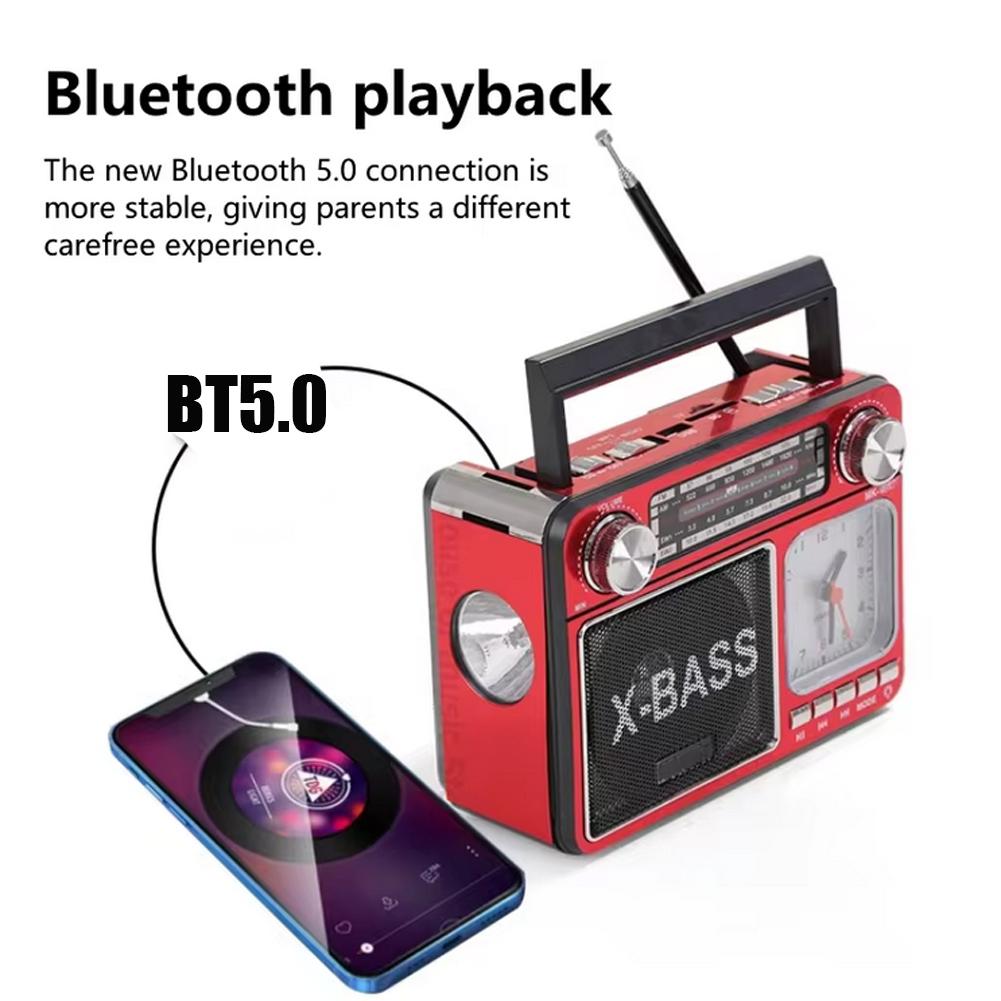 Портативное AM/FM/SW ретро радио винтажное многофункциональное радио с динамиком фонарик BT5.0 TF карта для экстренных случаев в помещении и на открытом воздухе