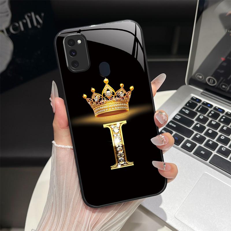 For Samsung M21 M31 M21S M31S Case Fashion Letters Hard Tempered Glass Back Covers For Samsung Galaxy M30s M 31 M 21 Phone Shell
