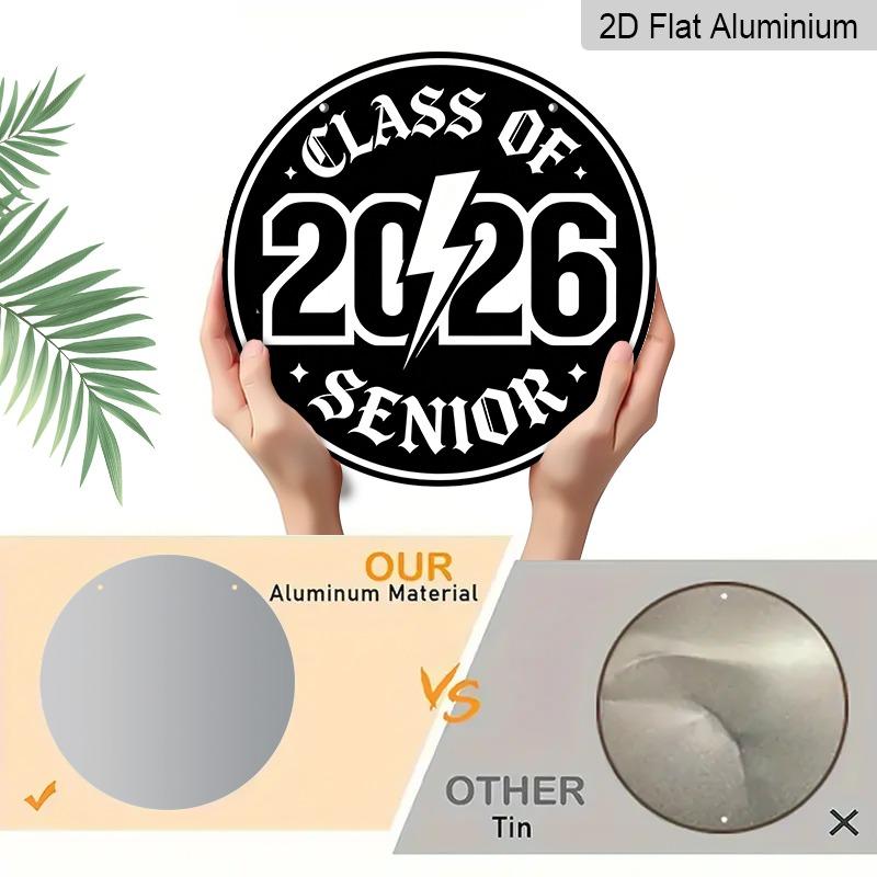 2D Flat Aluminum 2026 Graduation-themed Wall Hanging Is Available in Multiple Sizes. Its Black and White Gothic Lightning Punk Design Makes It A
