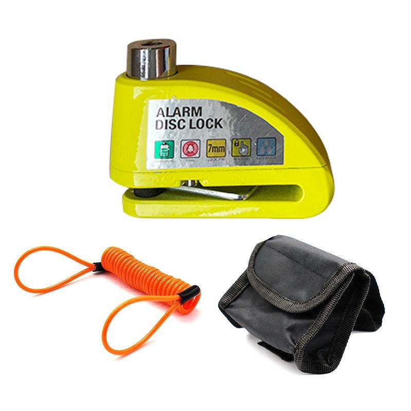 Мотоциклетный водонепроницаемый замок с сигнализацией, велосипедный замок, противоугонный замок, замок для дискового тормоза мотоцикла + сумка + трос-напоминатель