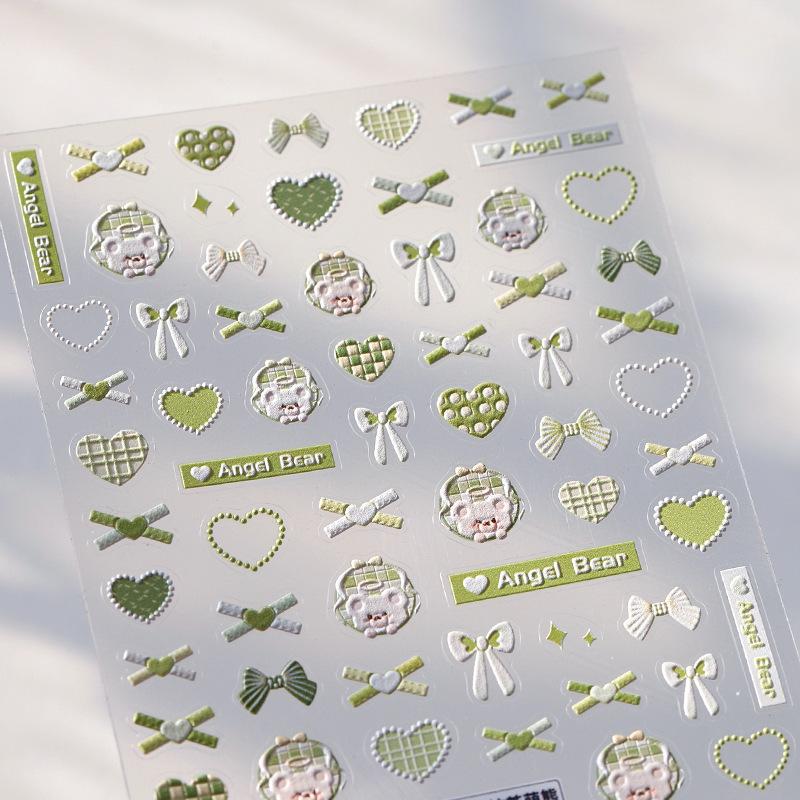 1pcs 5D Shell Light Nail Stickers Fashion Gold Border Love Bowknot Moon Star Art Decal High Quality Manicure Decorations