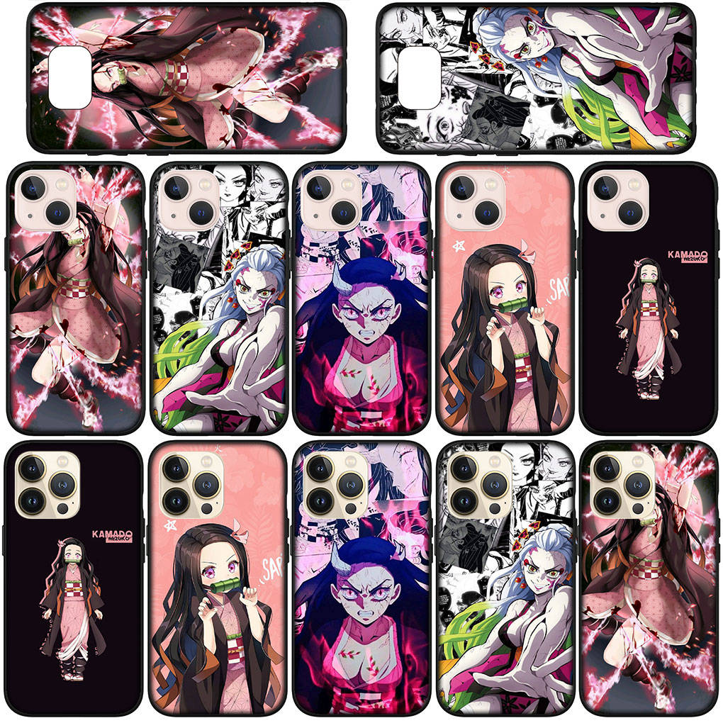 Чехол для телефона Samsung Galaxy S24 S23 iPhone 15 14 Xiaomi Redmi Note 13 12 11 8 10 9 Pro Max Plus X XR OPPO Huawei Daki Gyutaro Demon Slayer Nezuko