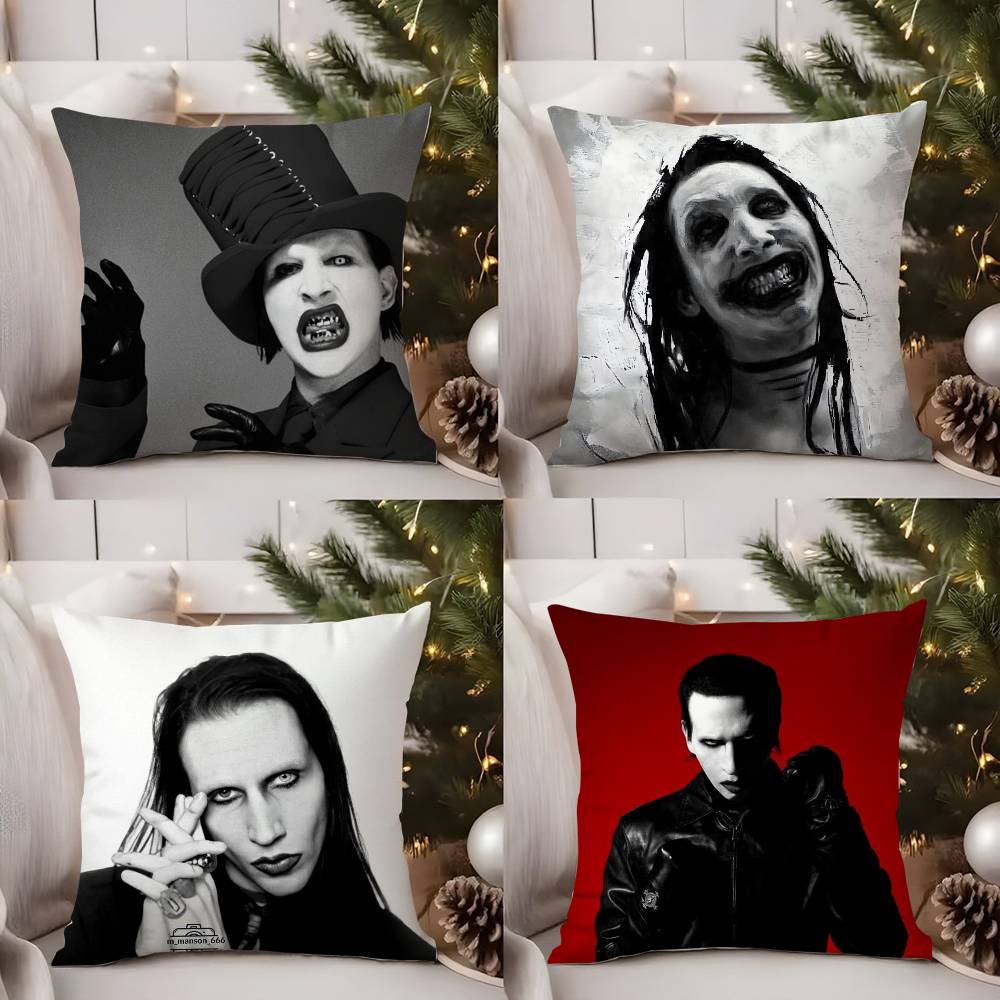 Наволочка M-Marilyn M-Manson Домашняя Подушка для Спинки Стула в Общежитии Короткий Плюш Двусторонний Принт Офисная Подушка для Сна