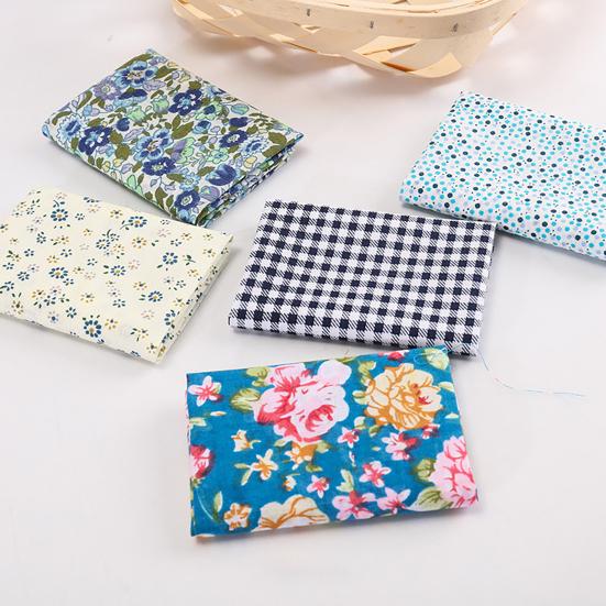 5Pcs/Set Patchwork Cloth Fadeless Abrasion-resistant Breathable Cuttable Washable Floral Printed Twill Needlework Cloth for Sewing Shop