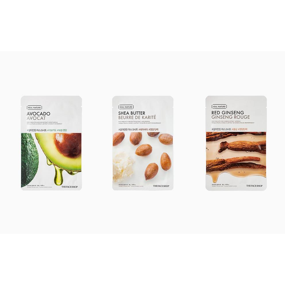THE FACE SHOP Real Nature Mask Sheet Avocado, 10 sheets, 1 pack