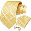 Роскошный мужской деловой набор в виде шёлкового галстука, карманного платка и запонок в одном стиле