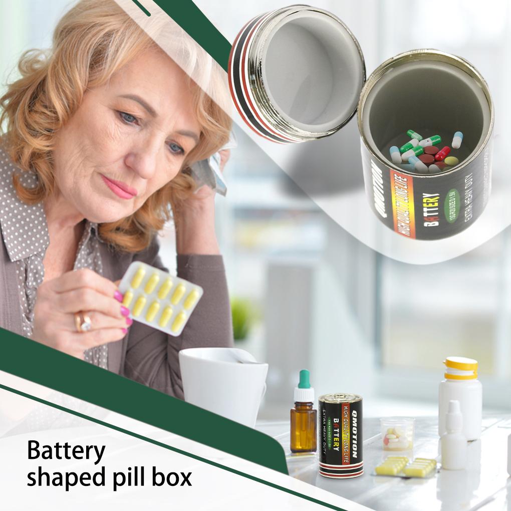 Металлический органайзер для таблеток в форме батарейки, мини-ящик для хранения, контейнер для взрослых, влагонепроницаемый чехол для планшета, держатель для сортировки таблеток, подарки