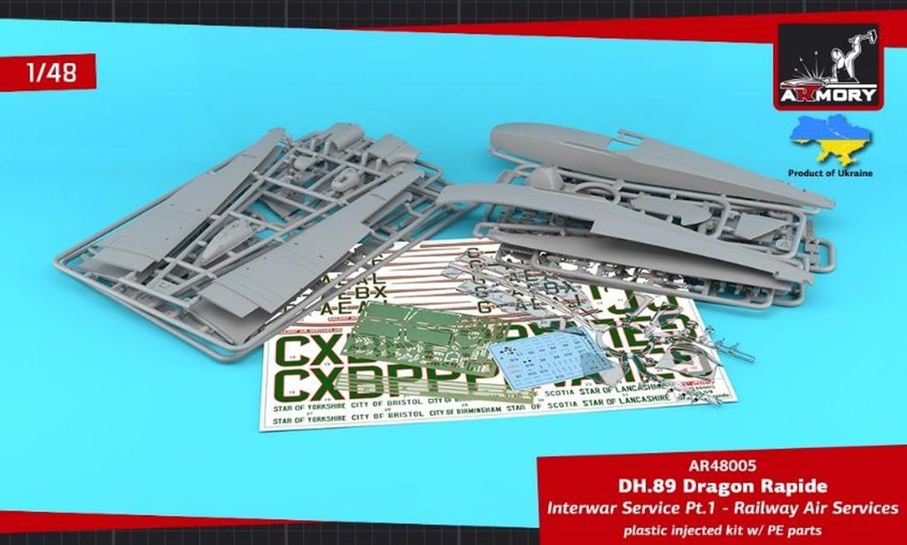 Armory Scale De Havilland Dragon Rapide Interwar Civil Aviation Part 1 Plastic Model Kit AMR48005 1/48 DH.89