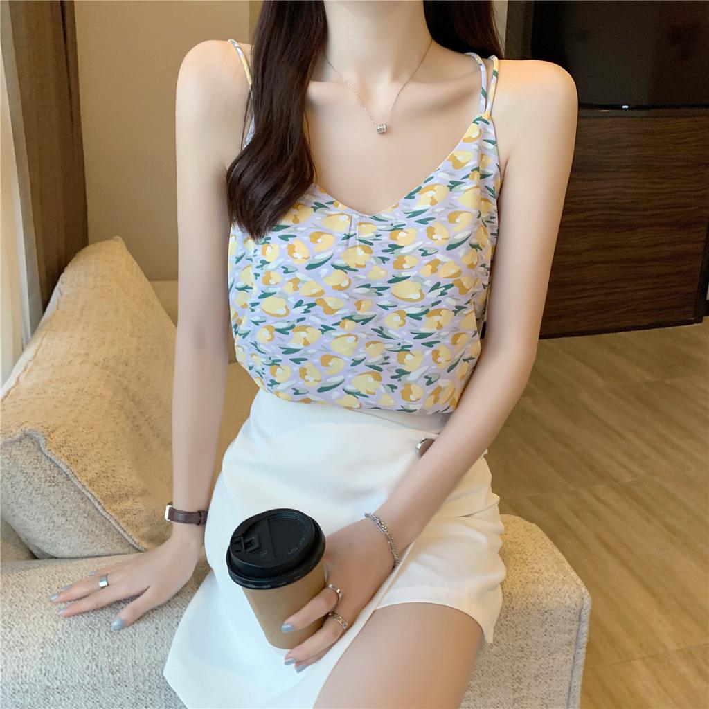 Chiffon Waistcoat Women's Summer New Korean Version of Loose V-neck Outside To Wear Inside A Short Sexy Undercoat Top