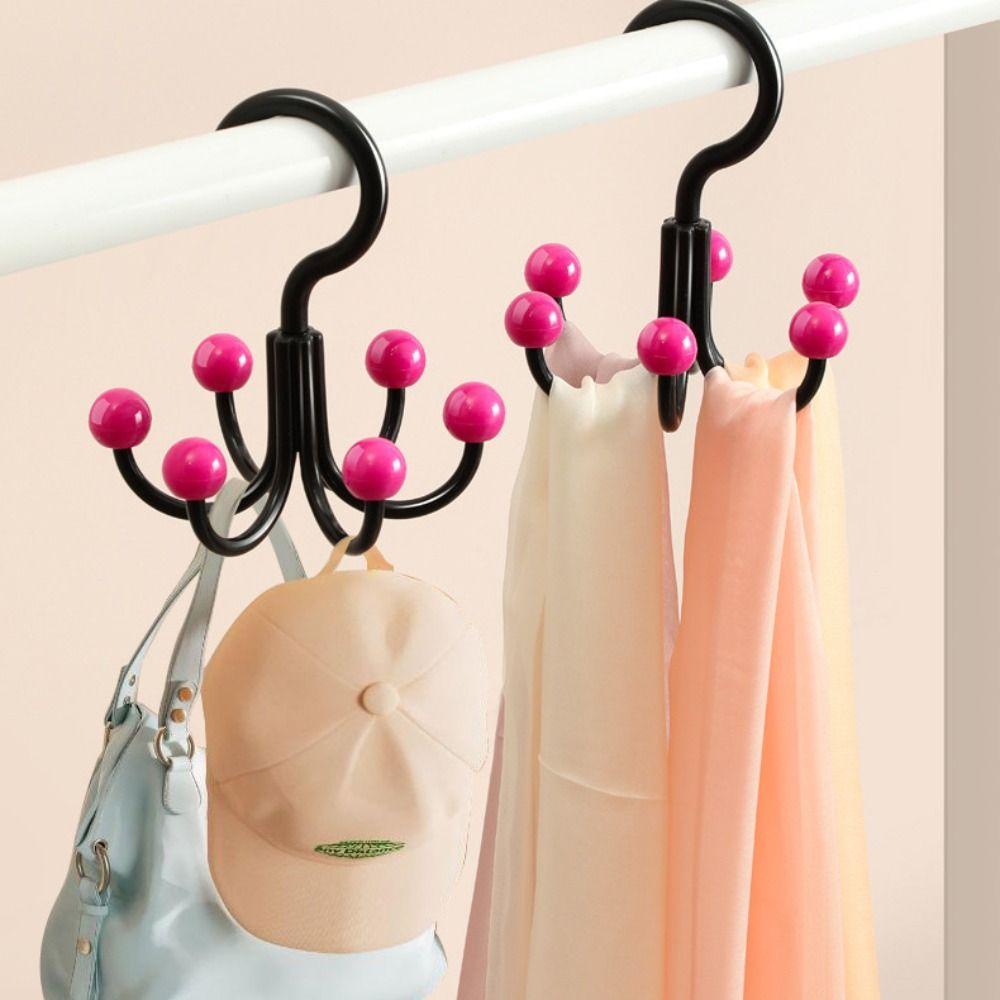 6pcs Space-Saving Dopamine Hook Hanger Six Claws Scarf Hat Bag Organizer  Laundry