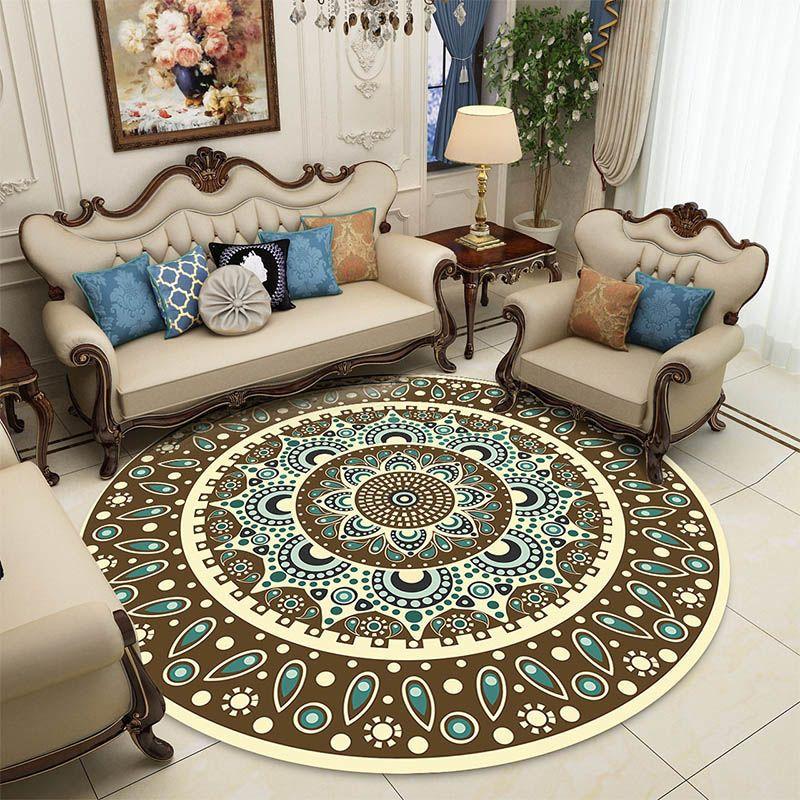 European Style Circular Carpet Bedroom Living Room Carpet Home Computer Chair Mat Bedside Carpet