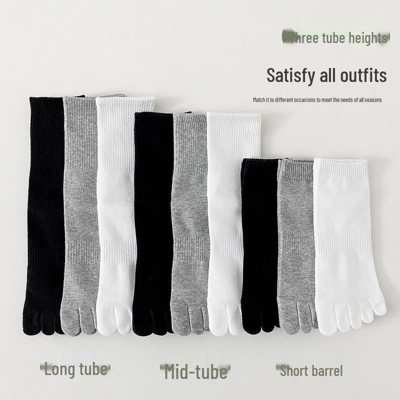 Men's Split-Toe Knee-High Socks - Breathable, Sweat-Wicking, Solid Color, Anti-Athlete's Foot, Ideal for Spring and Autumn Sports.