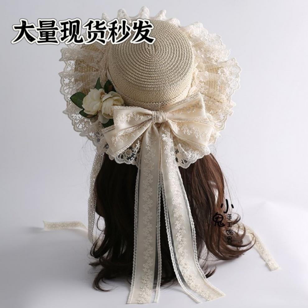 [. Collection of 10,000 people] Giving back to Mori visor, pastoral handmade sweet Lolita hat, lace butterfly