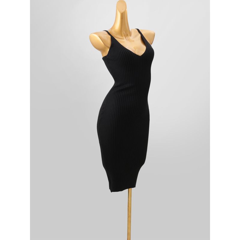 European and American Sexy V-neck Sleeveless Sling Dress Women Autumn and Winter New Slim Fit Slimming Split Knitted Sheath Long Dress