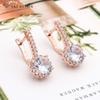 Модные винтажные серьги-подвески из розового золота с круглым кубическим цирконием для женщин, роскошные свадебные украшения для вечеринки, подарок