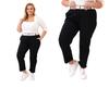 Spodnie Damskie Bawełniane Plus Size Z Paskiem Czarne 6Xl