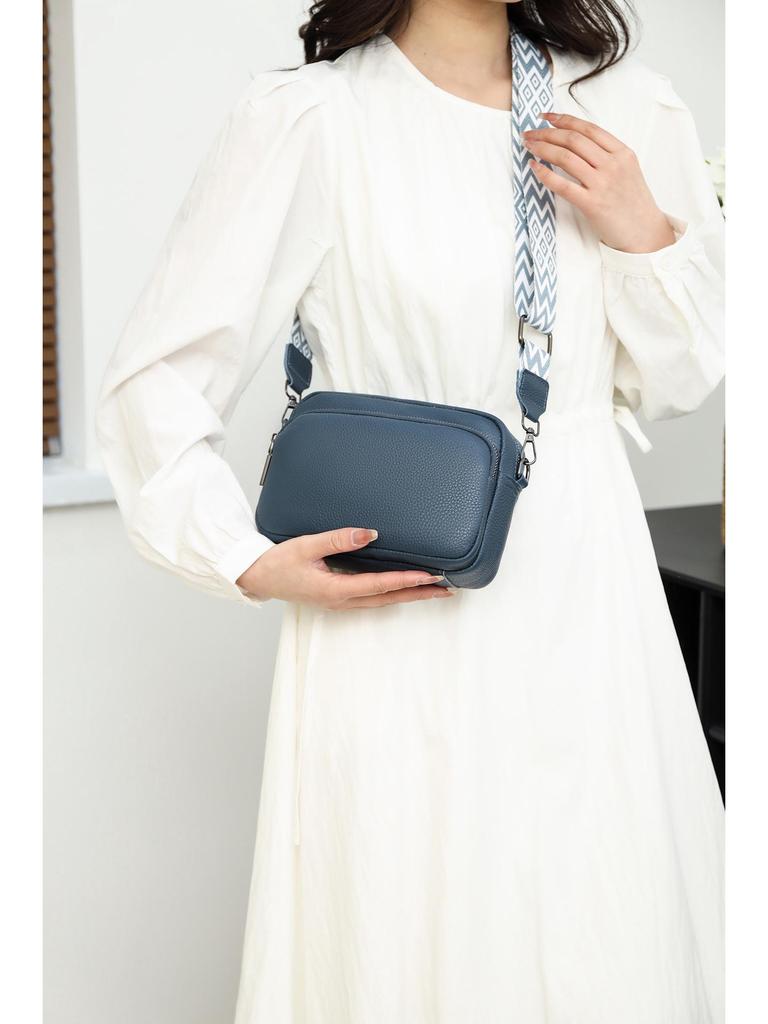 Женская сумка-кроссбоди из натуральной кожи - Модная, Универсальная, Маленькая квадратная, Однотонная