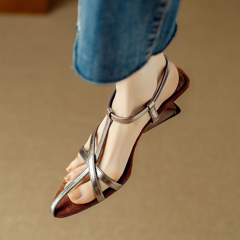 Плетеные римские сандалии с сумкой на голове, женская летняя одежда с юбками, наступать на дерьмо, острые каблуки не утомляют