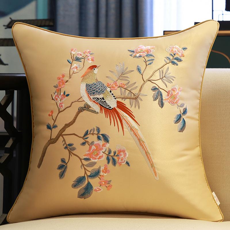 Elegant Chinese Embroidery Sofa & Bedside Pillow Cover