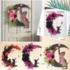 Halloween Moon Cat Wreath for Front Door Crescent Moon Wreath Sign