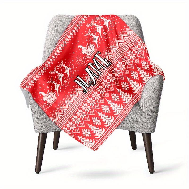 Santa Claus Christmas Customized Your Name Blanket Warm Comfortable Soft Blanket For Chair Office Sofa Bed Sofa Office Camping Suitable For Gifting