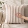 Imitation Rabbit Fur Pillowcase, Soft Plush Vertical Strip Design Throw Pillow Case, Decorative Cushion Cover for Sofa Bed Chair