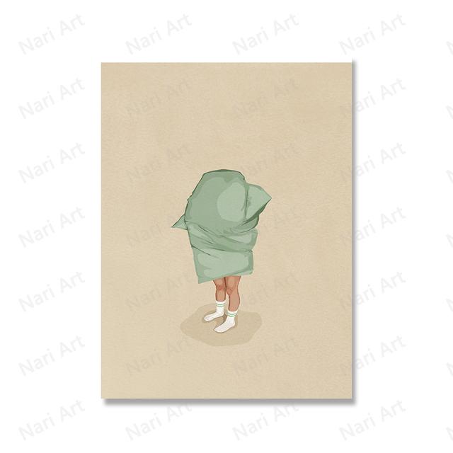 Abstract Character Poster Swimming Girl Wall Art Canvas Minimalist Life Modern Creative Print