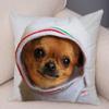Cute Pet Animal Pillowcase Decorative Cute Puppy Chihuahua Pillowcase Soft Plush Cushion Cover for Car Sofa Home 45x45cm
