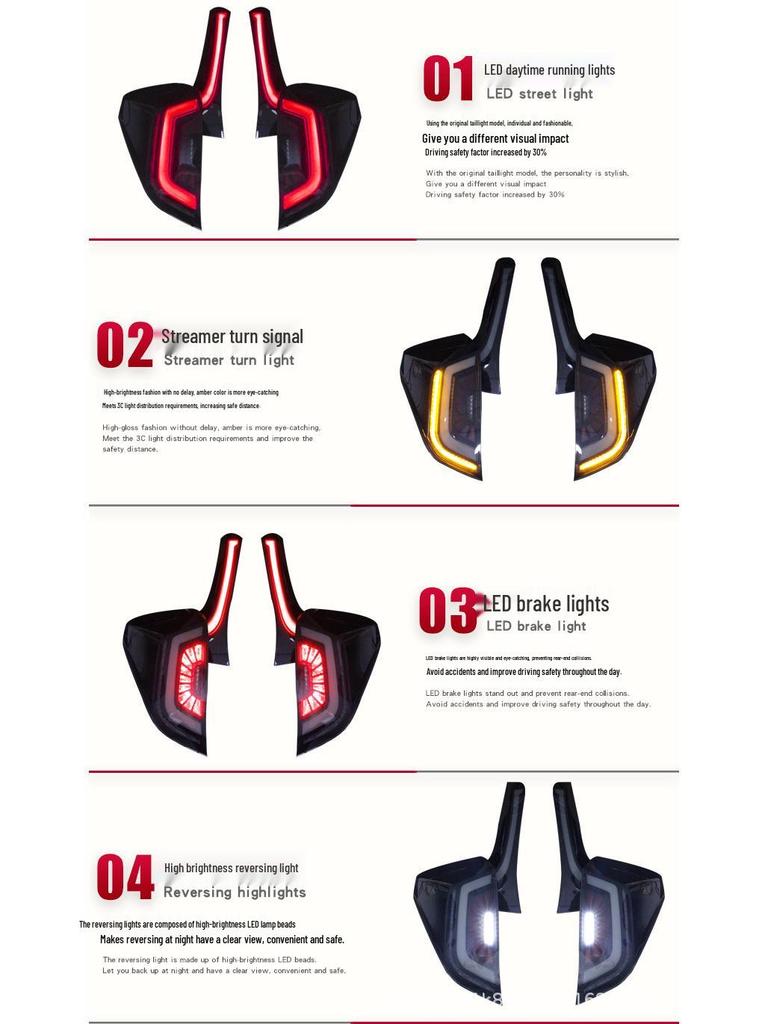 New Fit 14-19 LED Taillight Assembly with Sequential Turn Signal & Daytime Running Light