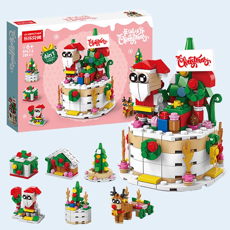 [2024 НОВЫЙ Рождественский Подарок] 288 деталей сборочный блок DIY рождественский тематический торт Санта-Клаус олень рождественская елка 6 в 1 комплект украшения модель игрушки мальчик