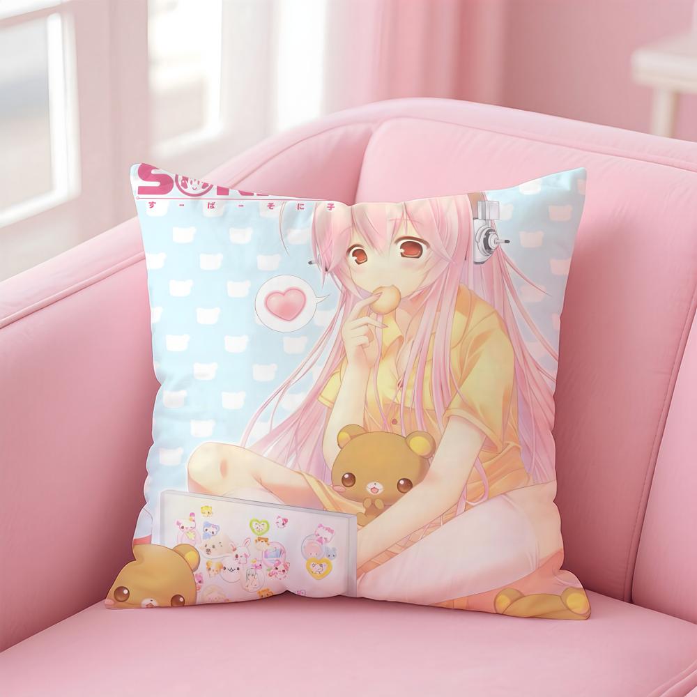 SSuper Sonico Cushion Cover Pillow Case Soft Friendly Fabric Concealed Zipper