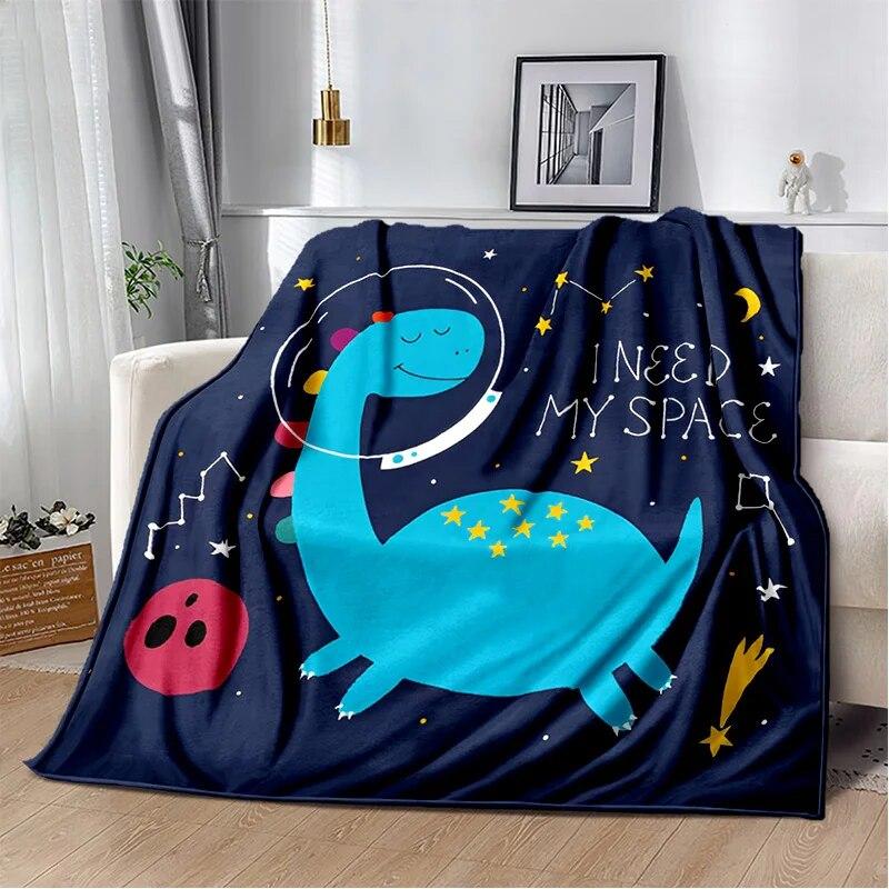 Cartoon Dinosaur Space Cute Dino Children Soft Plush Blanket,Flannel Blanket Throw Blanket for Living Room Bedroom Bed Sofa Kids
