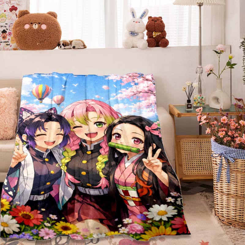 The Anime-themed Kimetsu No Yaiba Blanket Is Perfect for Naps, Sofas, Living Rooms, Offices, Bedrooms, and Other Similar Spaces.