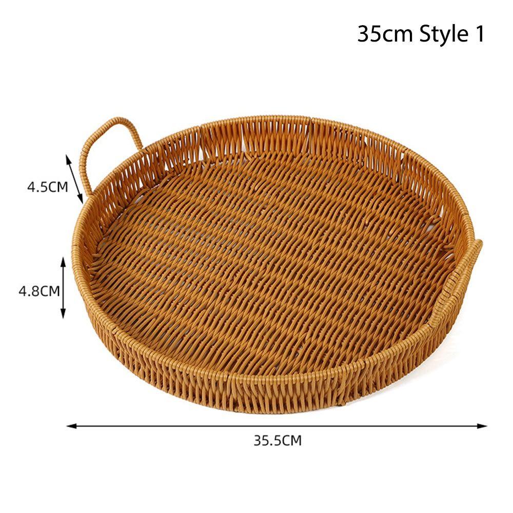 1 шт., плетеный поднос для хранения фруктов, овощей, тортов, круглая форма, пластиковая корзина из ротанговых нитей