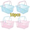 10 шт. Мини-пластиковые корзины для хранения цветов макарон с ручками, Универсальный органайзер для дома, вечеринок, подарков и тележек для покупок, Полочная корзина